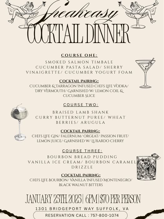 Three-Course Cocktail Dinner in the Speakeasy